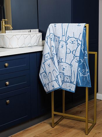 Полотенце махровое Plush, медведь, голубой