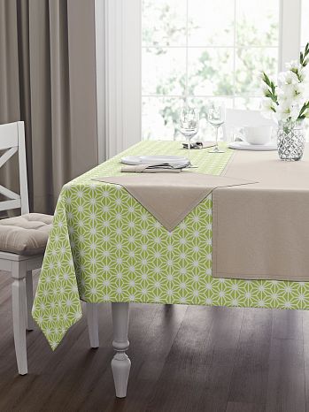 Набор кухонный (скатерть+салфетки 4 шт.) Stellar green, без рисунка, зеленый