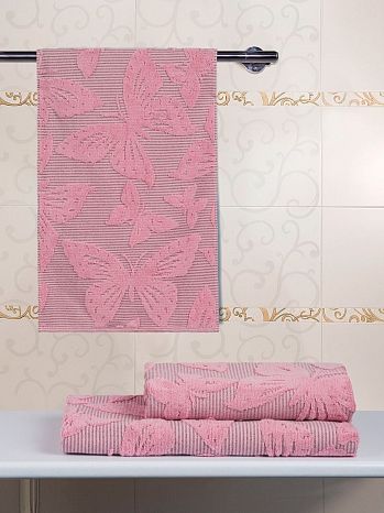 Набор полотенец махровых Butterfly pink, бабочки, розовый
