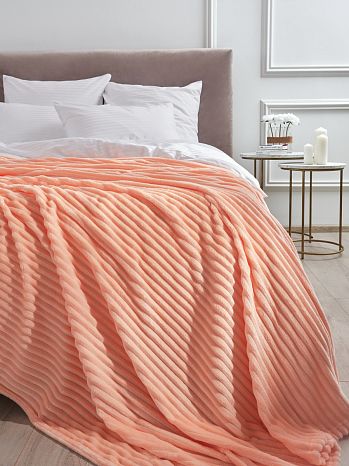 Плед Vanilla cream, полосы, оранжевый