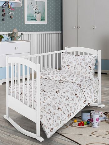 Набор наволочек на молнии Forest friends, бязь, зверята, коричневый