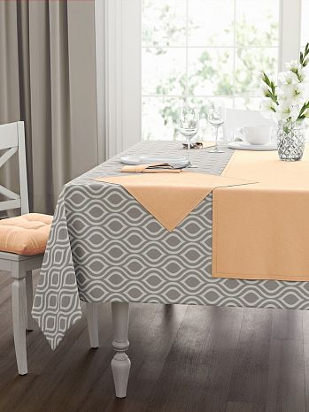 Набор кухонный (скатерть+салфетки 4 шт.) Verano, орнамент, серый
