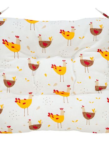 Подушка на стул Hens, птицы, оранжевый