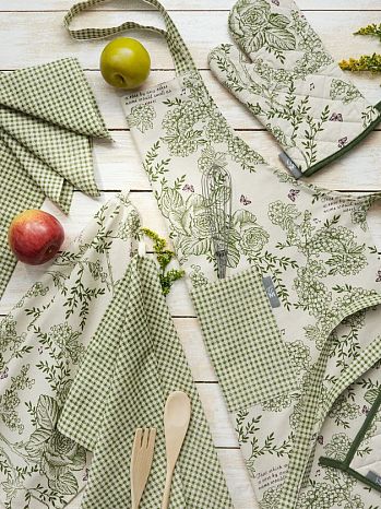 Фартук Shakespeare, цветы, зеленый