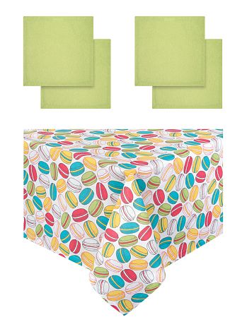 Набор кухонный (скатерть+салфетки 4 шт.) Leaf green, без рисунка, зеленый