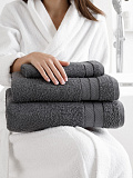 Набор полотенец махровых Grey, без рисунка, серый