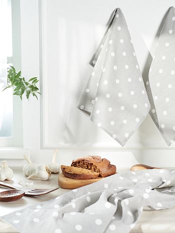 Набор полотенец кухонных Grey polka dot, горох, серый