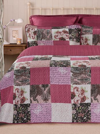 Покрывало Patchwork brown, орнамент, коричневый