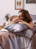 Постельное белье Cozy evening, бязь, клетка, коричневый