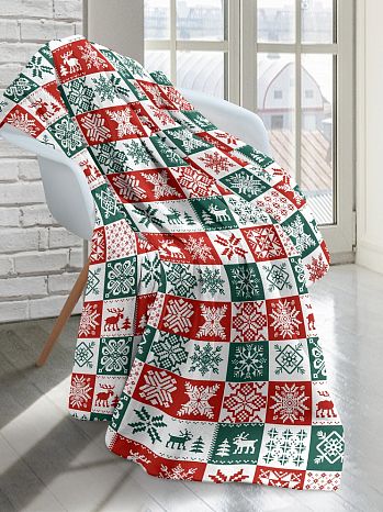 Плед New year's, новогодний, мультиколор