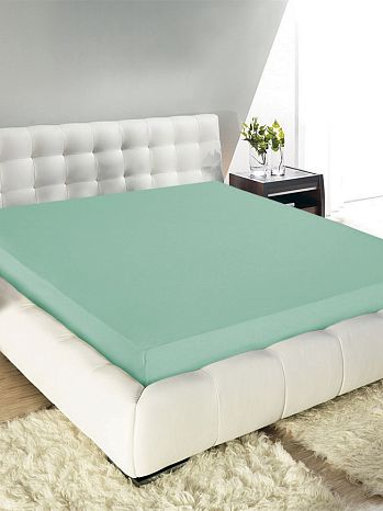 Простыня на резинке Mint, ткань трикотажная, без рисунка, голубой