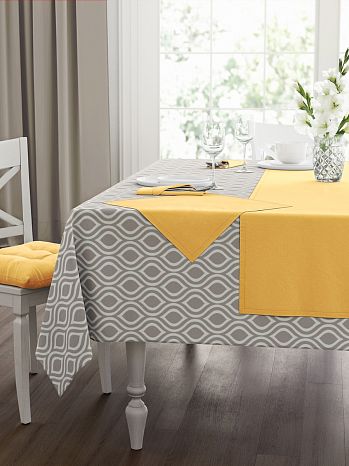 Набор кухонный (скатерть+салфетки 4 шт.) Verano, без рисунка, серый