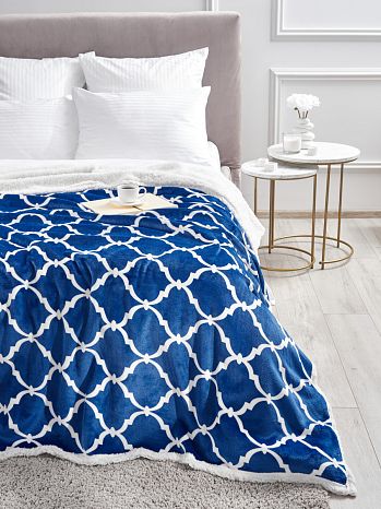 Плед Venice, вензеля, синий