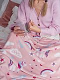 Плед Happy unicorn, единороги, розовый