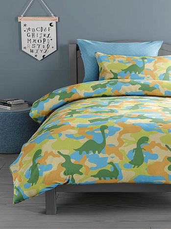 Постельное белье Dino camouflage, поплин, динозавр, зеленый