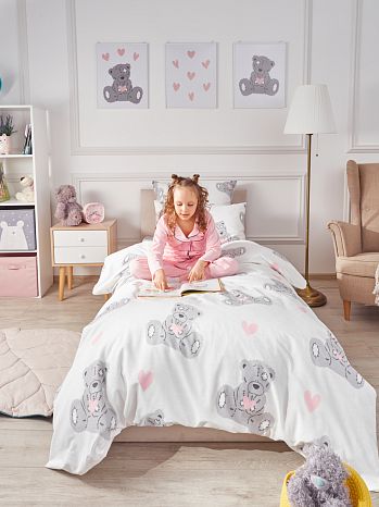 Постельное белье Teddy, бязь, мишки, белый