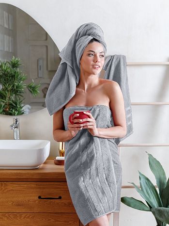 Набор полотенец махровых Silver frost, без рисунка, серый