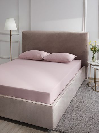 Простыня на резинке Sakura, ткань трикотажная, без рисунка, розовый