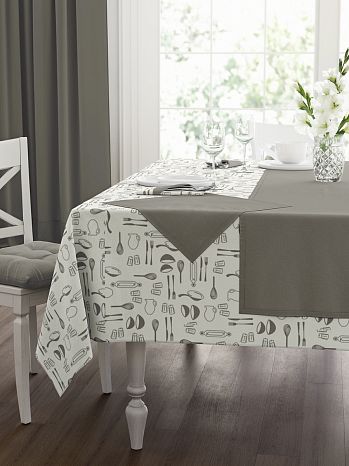 Набор кухонный (скатерть+салфетки 4 шт.) Loft, лофт, серый