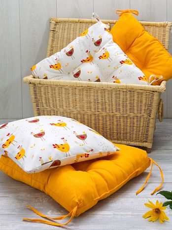 Подушка декоративная Hens, птицы, белый