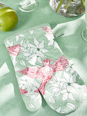 Варежка-прихватка Origami, птицы, мята