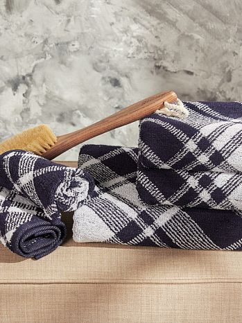 Полотенце махровое Rich, клетка, синий