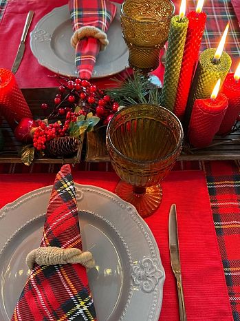 Салфетка сервировочная Hunting, клетка, красный