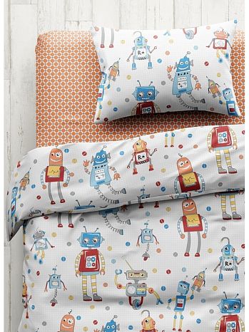 Набор наволочек на молнии Robots, бязь, роботы, мультиколор