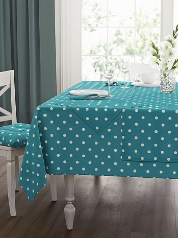 Скатерть Blue polka dot, горох, синий