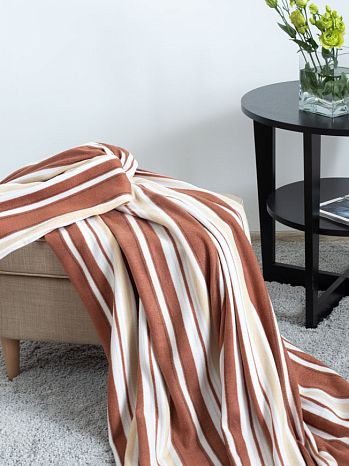 Плед Palm stem, полосы, коричневый