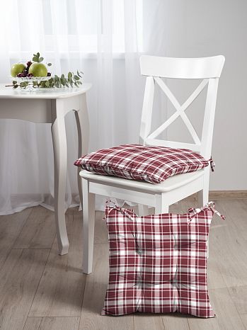 Подушка на стул Check cherry, клетка, бордо