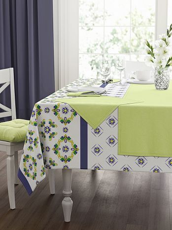 Набор кухонный (скатерть+салфетки 4 шт.) Leaf green, без рисунка, зеленый