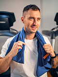 Полотенце для фитнеса Bench press, без рисунка, синий