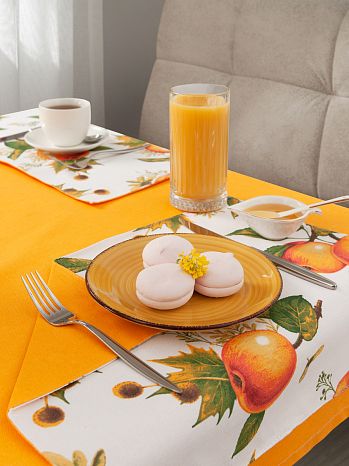 Набор кухонный (скатерть+подставки) Apple blossom, яблоки, желтый