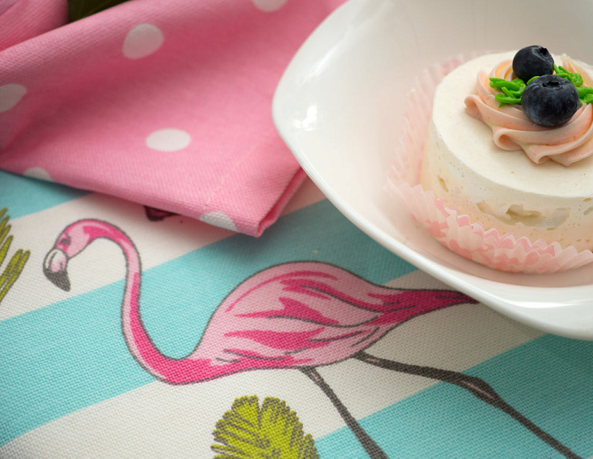 Набор кухонный (скатерть+салфетки 4 шт.) Flamingo, птицы, розовый