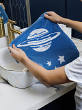 Полотенце махровое Galaxy, космос, голубой