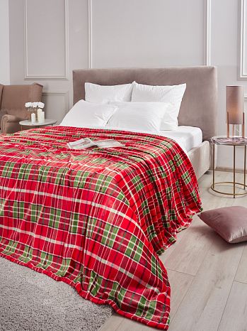 Плед Fireplace, клетка, красный