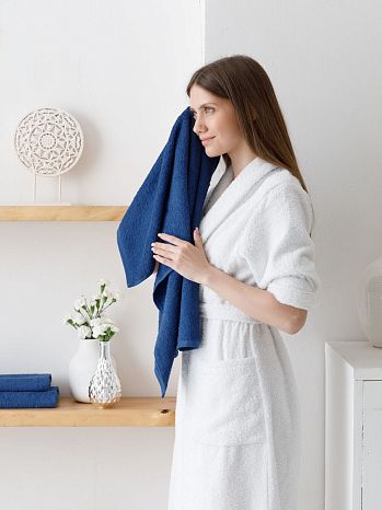 Полотенце махровое Limoges, без рисунка, синий