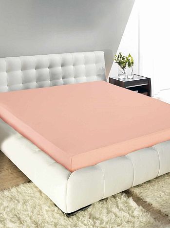Простыня на резинке Peach, ткань трикотажная, без рисунка, розовый