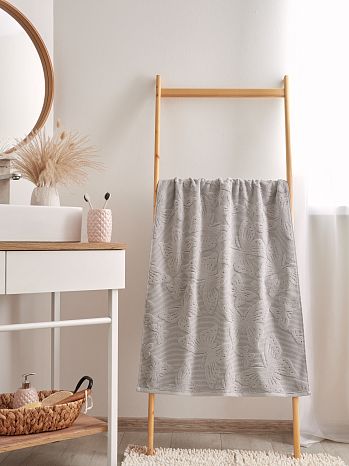 Полотенце махровое бабочки, серый