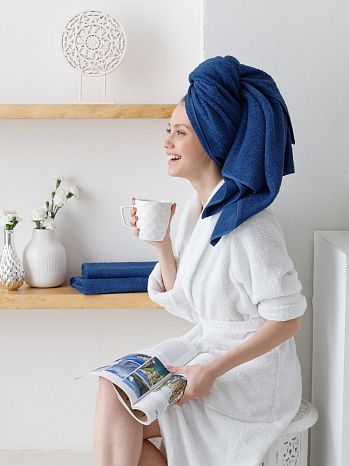 Набор полотенец махровых Limoges, без рисунка, синий