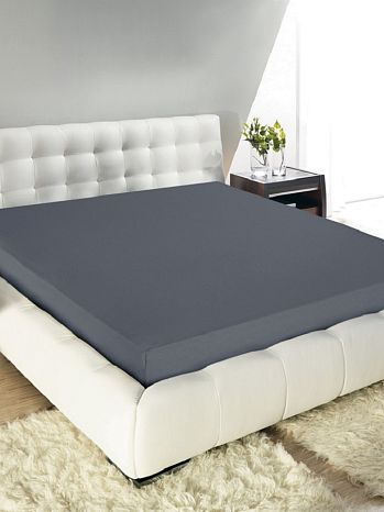 Простыня на резинке Graphite, ткань трикотажная, без рисунка, серый