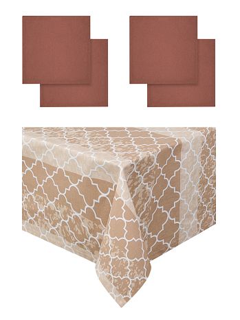 Набор кухонный (скатерть+салфетки 4 шт.) Brown, без рисунка, коричневый