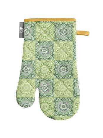 Варежка-прихватка Mattonella, орнамент, зеленый