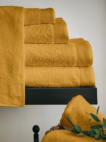 Полотенце махровое Mustard, без рисунка, желтый