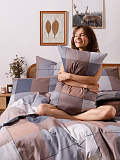 Постельное белье Cozy evening, бязь, клетка, коричневый