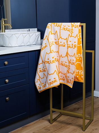 Полотенце махровое Kittens orange, кошки, оранжевый