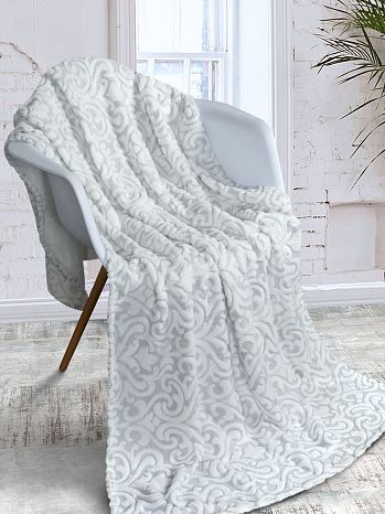 Плед Baroque, орнамент, серый