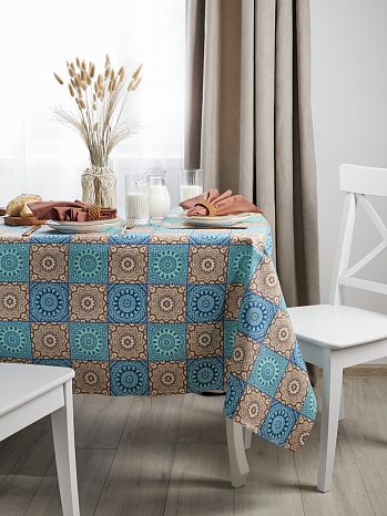 Скатерть Brunei, орнамент, бирюзовый