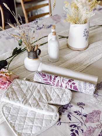 Прихватка Herbarium, цветы, серый